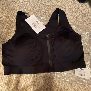 ZYIA Black Front Zipper Access Bra Size Large
